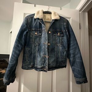 American Eagle Outfitters Denim Jacket with Shearling Lining